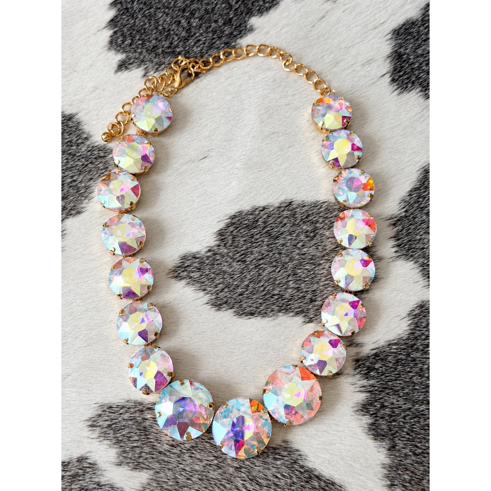 Aurora Borealis AB Rhinestone Choker Iridescent Crystal Statement Necklace